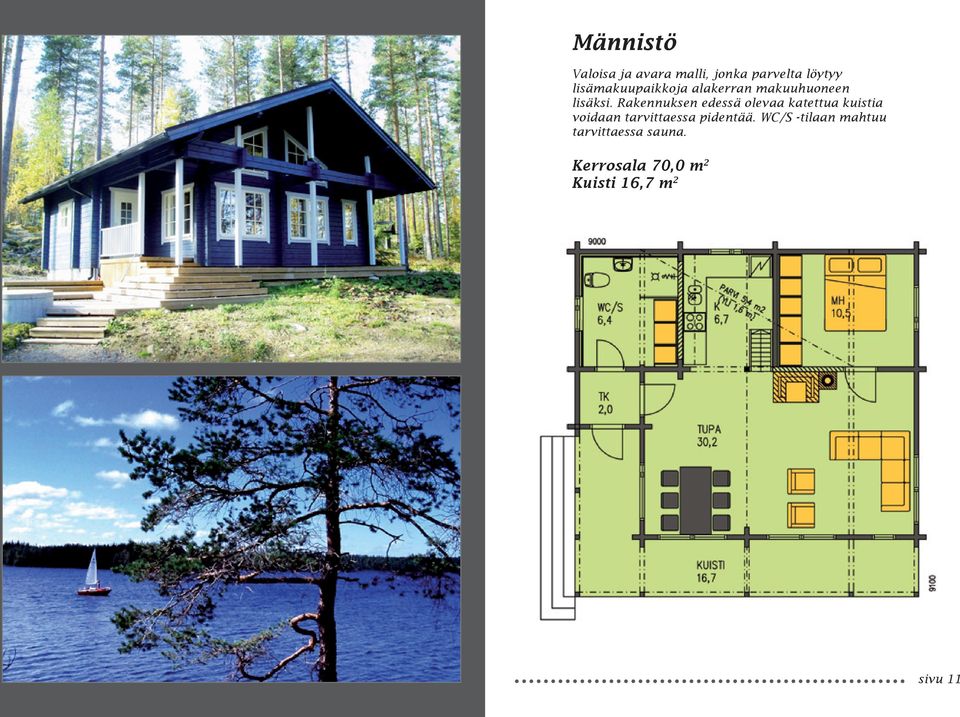 Rakennuksen edessä olevaa katettua kuistia voidaan tarvittaessa