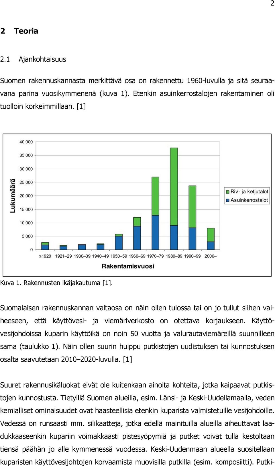 Suomalaisen rakennuskannan valtaosa on näin ollen tulossa tai on jo tullut siihen vaiheeseen, että käyttövesi- ja viemäriverkosto on otettava korjaukseen.