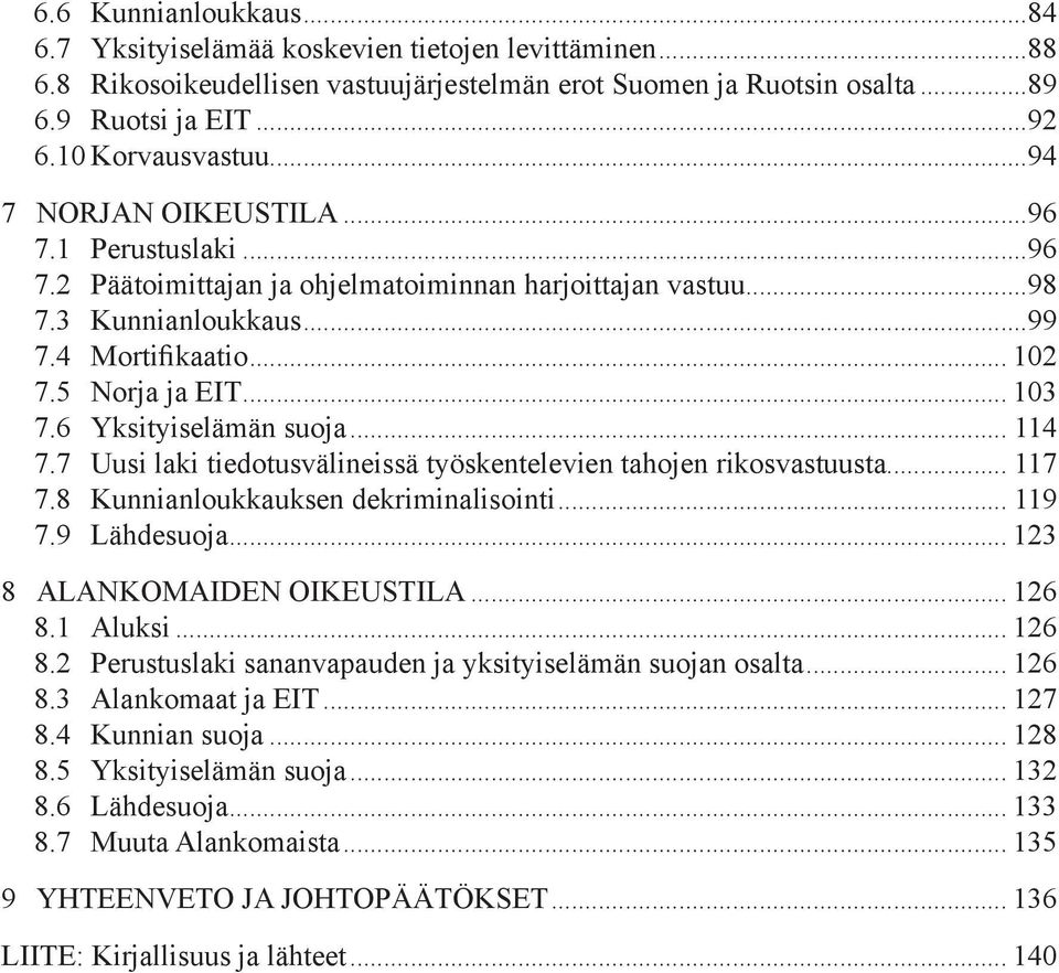 6 Yksityiselämän suoja... 114 7.7 Uusi laki tiedotusvälineissä työskentelevien tahojen rikosvastuusta... 117 7.8 Kunnianloukkauksen dekriminalisointi... 119 7.9 Lähdesuoja.