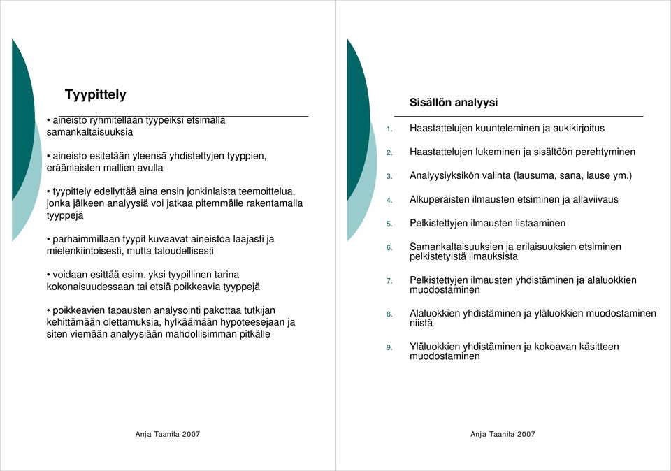 yksi tyypillinen tarina kokonaisuudessaan tai etsiä poikkeavia tyyppejä poikkeavien tapausten analysointi pakottaa tutkijan kehittämään olettamuksia, hylkäämään hypoteesejaan ja siten viemään