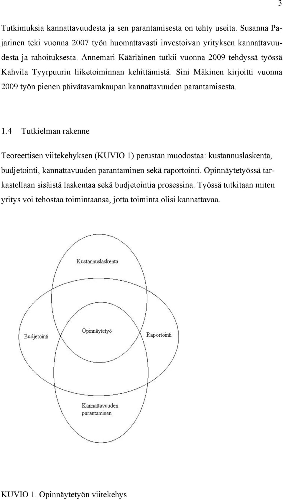 Sini Mäkinen kirjoitti vuonna 2009 työn pienen päivätavarakaupan kannattavuuden parantamisesta. 1.