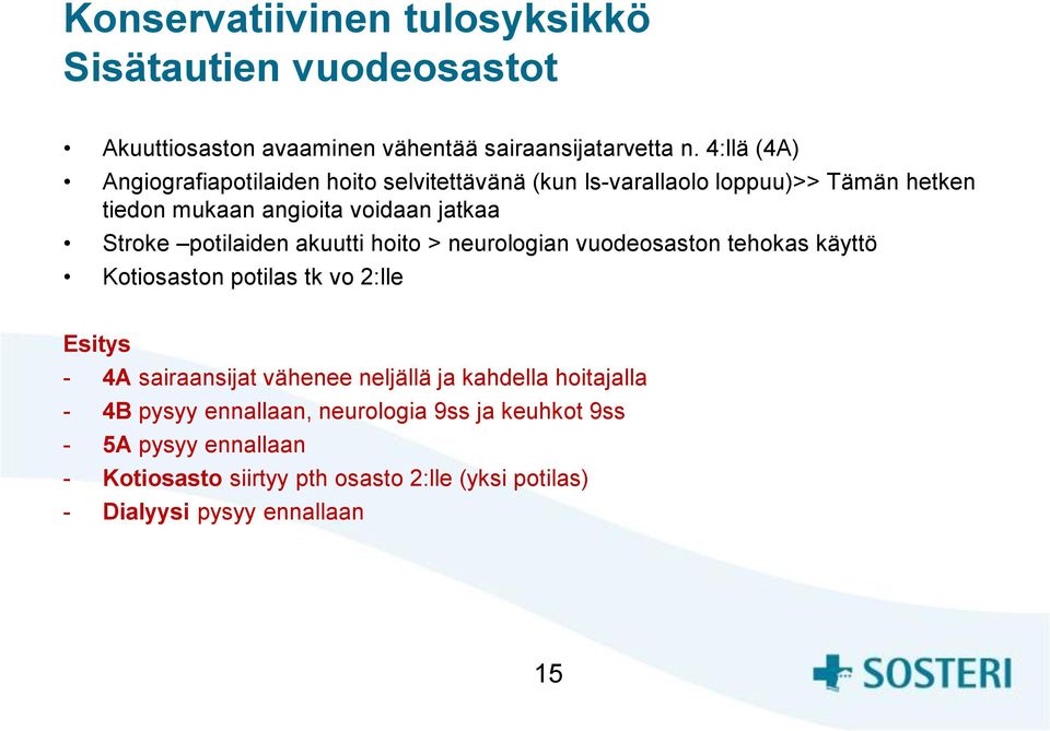 potilaiden akuutti hoito > neurologian vuodeosaston tehokas käyttö Kotiosaston potilas tk vo 2:lle Esitys - 4A sairaansijat vähenee neljällä