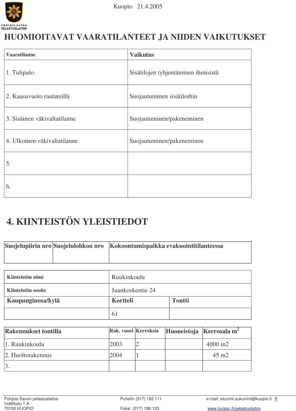 Ulkoinen väkivaltatilanne Suojautuminen/pakeneminen 5. 6. 4.