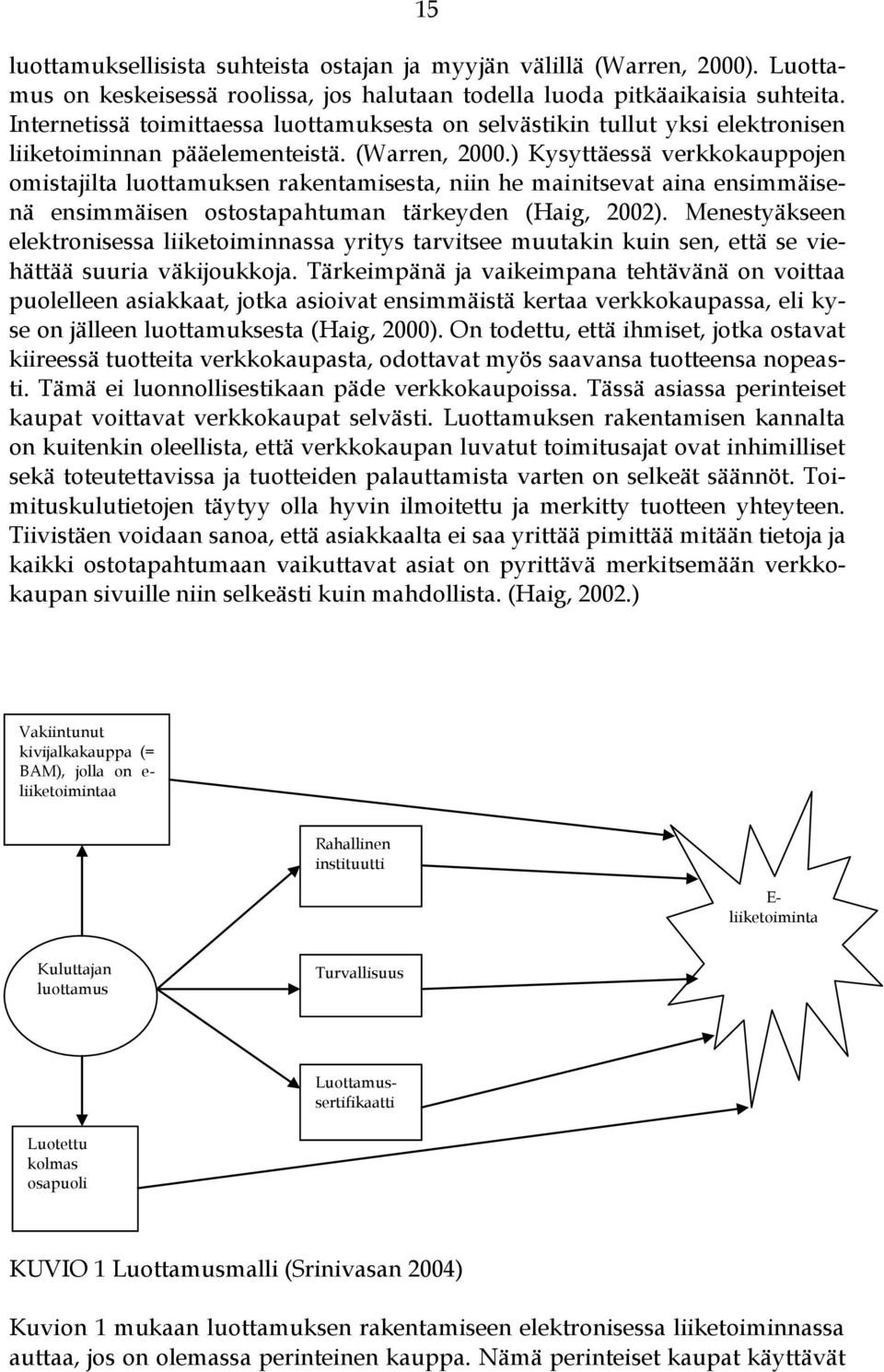 ) Kysyttäessä verkkokauppojen omistajilta luottamuksen rakentamisesta, niin he mainitsevat aina ensimmäisenä ensimmäisen ostostapahtuman tärkeyden (Haig, 2002).