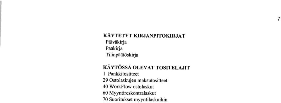 Pankkitositteet 29 Ostolaskujen maksutositteet 40