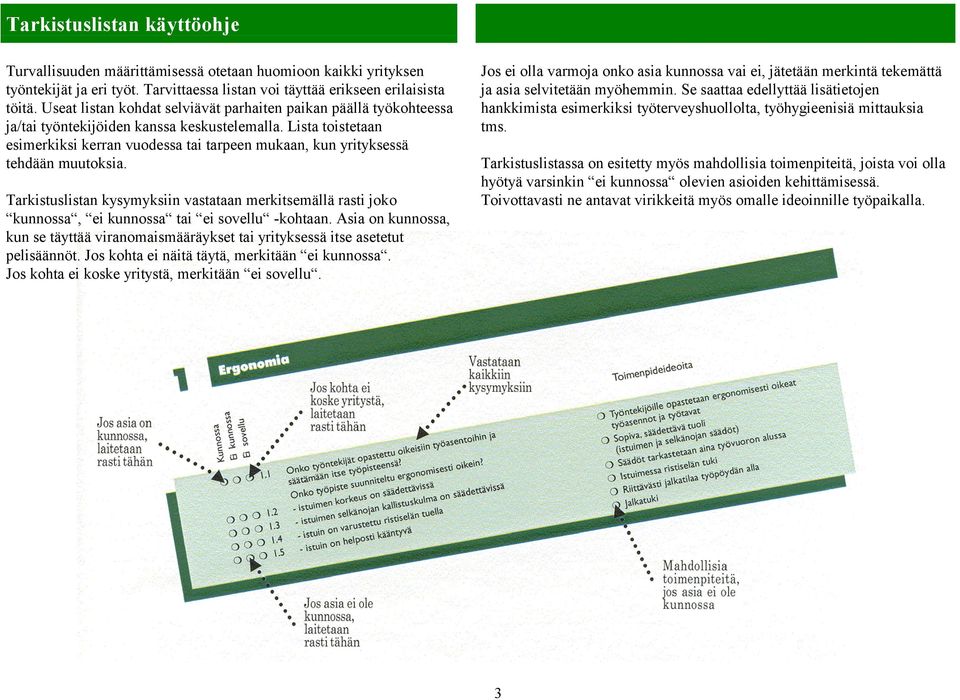 Lista toistetaan esimerkiksi kerran vuodessa tai tarpeen mukaan, kun yrityksessä tehdään muutoksia.