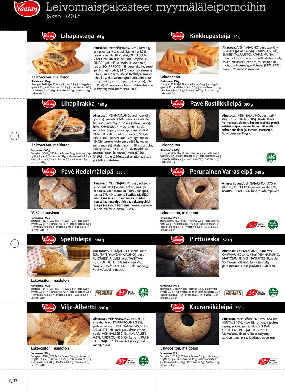 maissitärkkelys, aromit (liha, lipstikka, valkopippuri, SELLERI, muskottipähkinä, mustapippuri, kurkuma), väri Energiaa 1666 kj/401 kcal Rasvaa 28 g, josta tyydyttynyttä 11 g Hiilihydraattia 28 g,