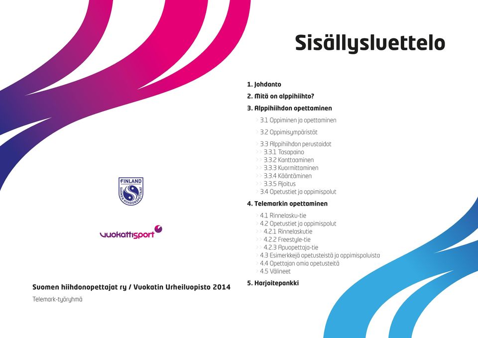 4 Opetustiet ja oppimispolut 4. Telemarkin opettaminen > 4.1 Rinnelasku-tie > 4.2 Opetustiet ja oppimispolut >> 4.2.1 Rinnelaskutie >> 4.2.2 Freestyle-tie >> 4.