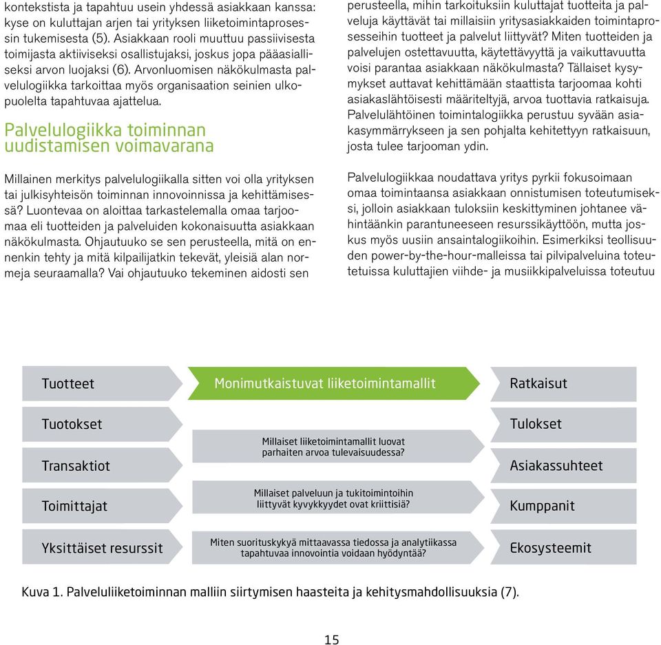 Arvonluomisen näkökulmasta palvelulogiikka tarkoittaa myös organisaation seinien ulkopuolelta tapahtuvaa ajattelua.