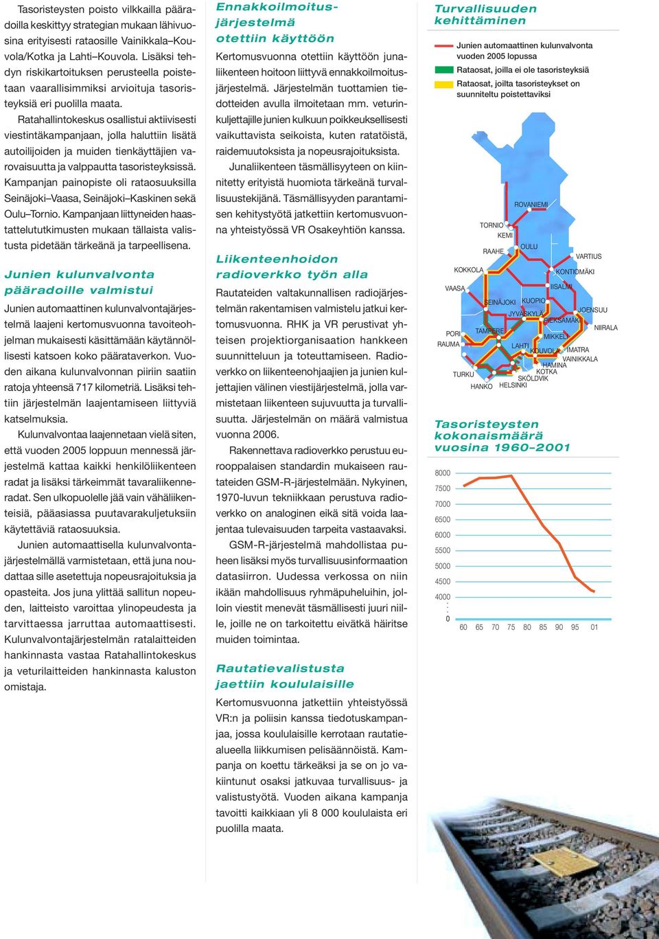 Ratahallintokeskus osallistui aktiivisesti viestintäkampanjaan, jolla haluttiin lisätä autoilijoiden ja muiden tienkäyttäjien varovaisuutta ja valppautta tasoristeyksissä.