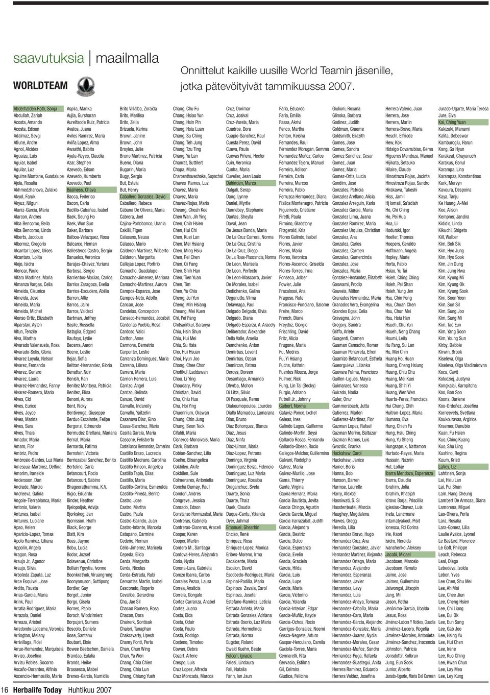 Akhmedzhanova, Zulaixo Akyol, Faruk Akyuz, Nilgun Alaniz-Garcia, Maria Alarcon, Andres Alba Bencomo, Bella Alba Bencomo, Linda Alberts, Jacobus Albornoz, Gregorio Alcantar Lopez, Ulises Alcantara,
