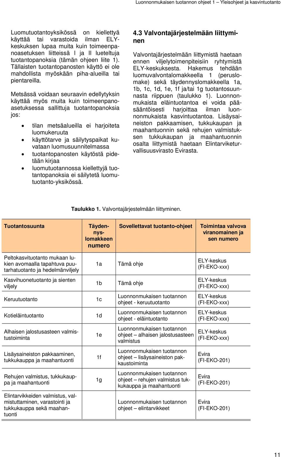 Metsässä voidaan seuraavin edellytyksin käyttää myös muita kuin toimeenpanoasetuksessa sallittuja tuotantopanoksia jos: tilan metsäalueilla ei harjoiteta luomukeruuta käyttötarve ja säilytyspaikat