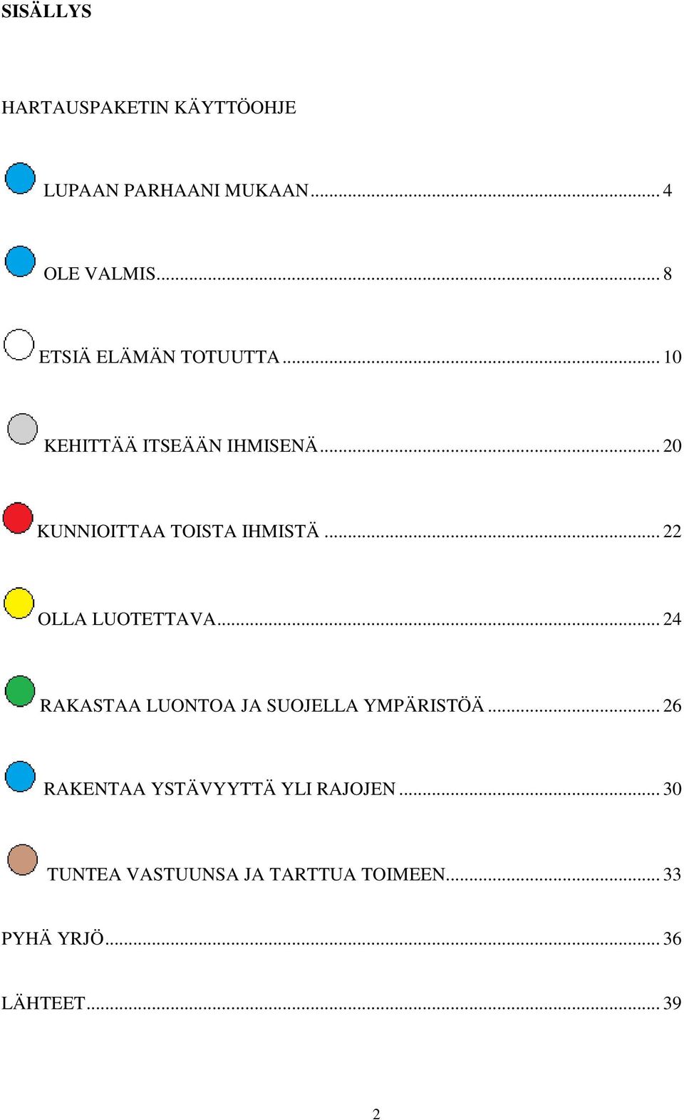 .. 20 KUNNIOITTAA TOISTA IHMISTÄ... 22 OLLA LUOTETTAVA.