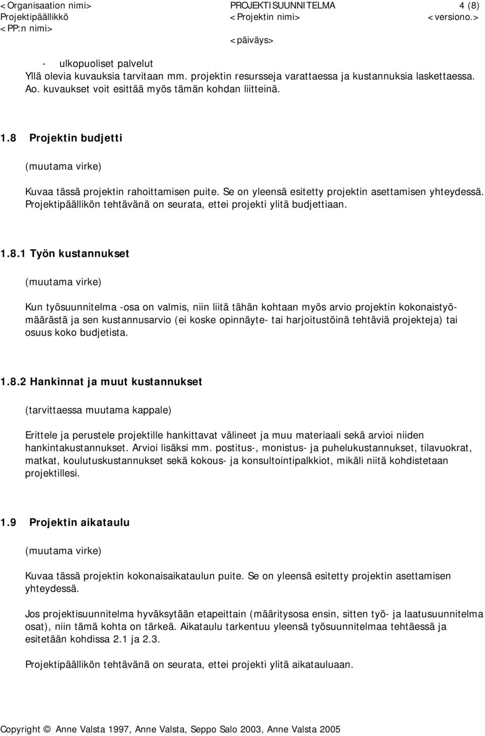 Projektipäällikön tehtävänä on seurata, ettei projekti ylitä budjettiaan. 1.8.