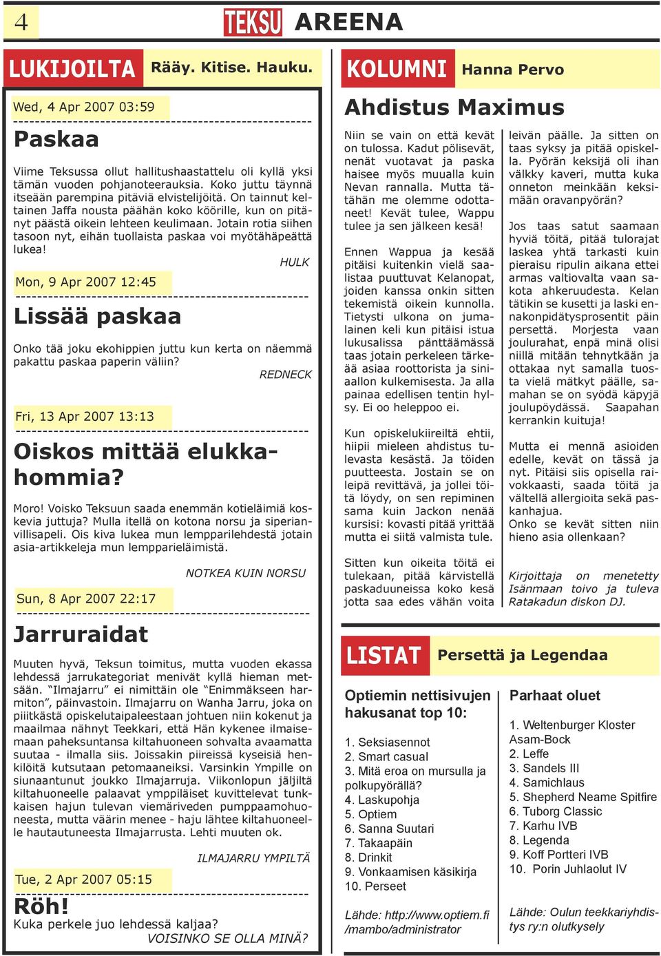 Koko juttu täynnä itseään parempina pitäviä elvistelijöitä. On tainnut keltainen Jaffa nousta päähän koko köörille, kun on pitänyt päästä oikein lehteen keulimaan.