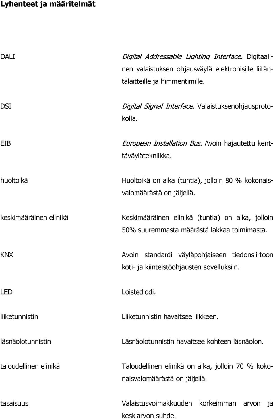 keskimääräinen elinikä Keskimääräinen elinikä (tuntia) on aika, jolloin 50% suuremmasta määrästä lakkaa toimimasta.