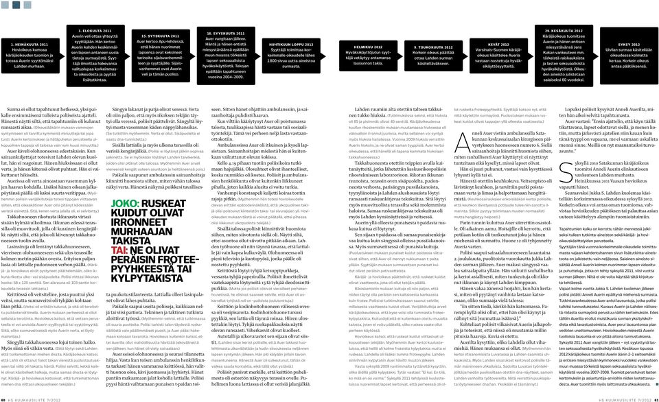 syyskuuta 2011 Auer kertoo Apu-lehdessä, että hänen nuorimmat lapsensa ovat keksineet tarinoita sijaisvanhemmilleen ja syyttäjälle. Sijaisvanhemmat ovat Auerin veli ja tämän puoliso. 16.