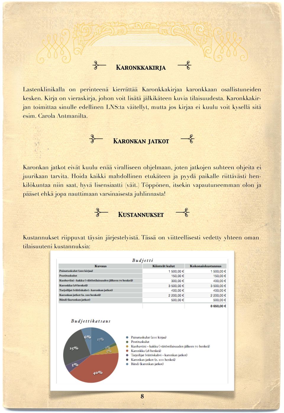 Karonkan jatkot Karonkan jatkot eivät kuulu enää viralliseen ohjelmaan, joten jatkojen suhteen ohjeita ei juurikaan tarvita.