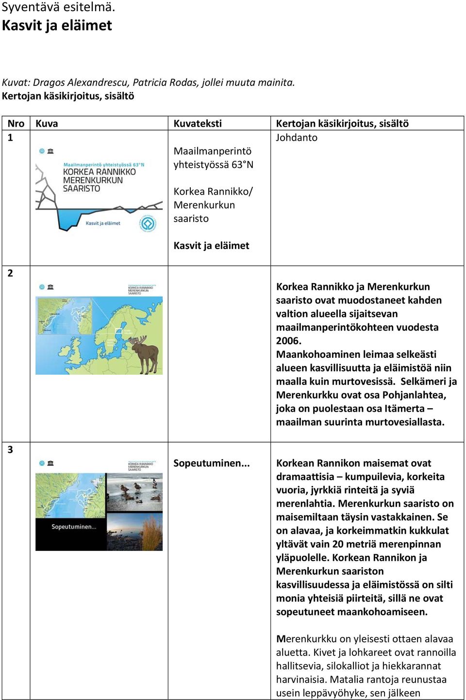 Sopeutuminen... Korkea Rannikko ja Merenkurkun saaristo ovat muodostaneet kahden valtion alueella sijaitsevan maailmanperintökohteen vuodesta 2006.