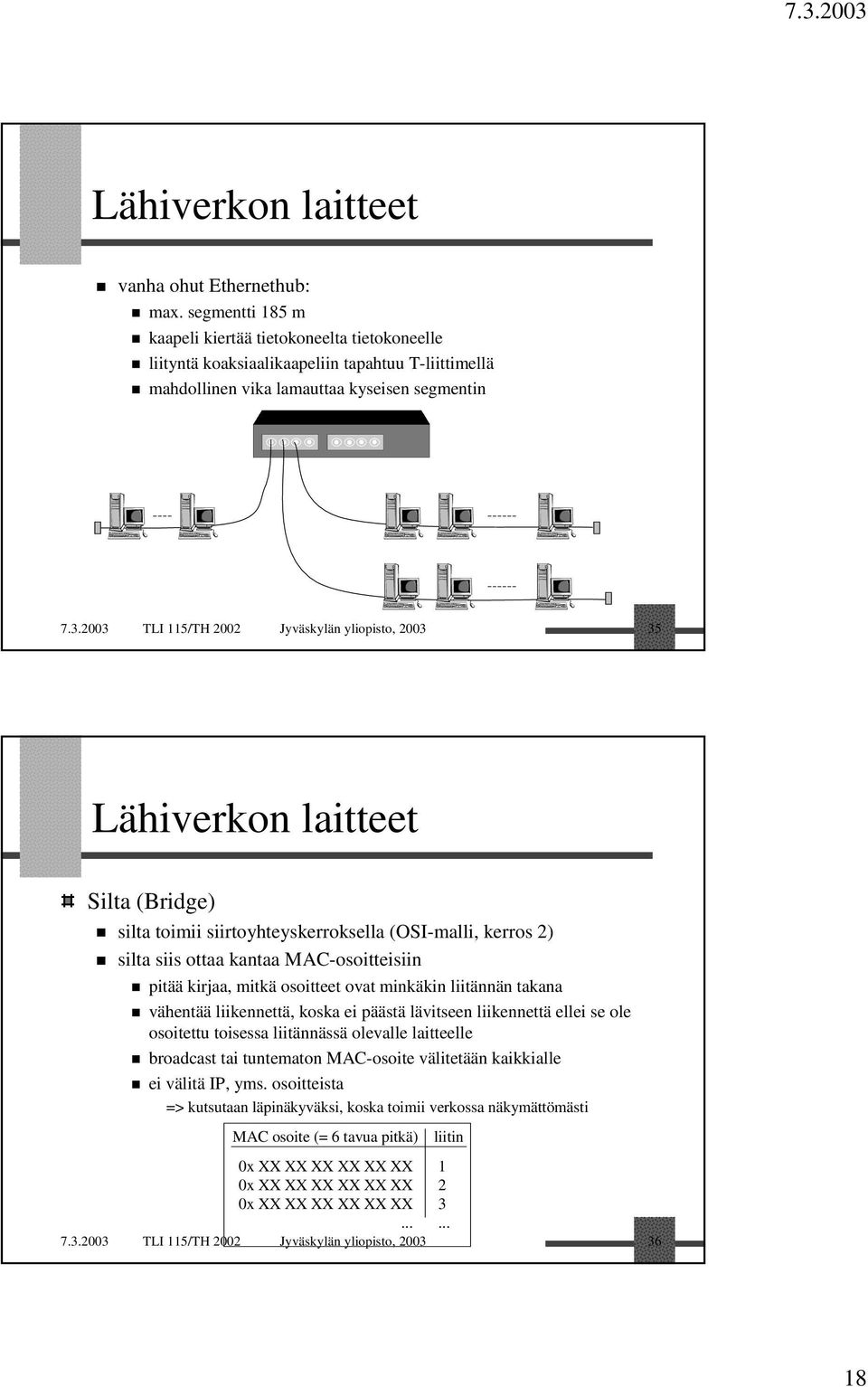 ovat minkäkin liitännän takana vähentää liikennettä, koska ei päästä lävitseen liikennettä ellei se ole osoitettu toisessa liitännässä olevalle laitteelle broadcast tai tuntematon MAC-osoite