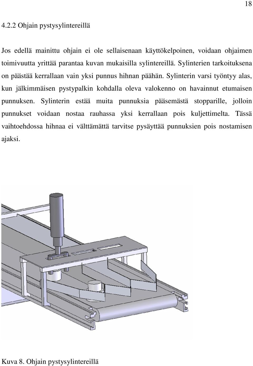 sylintereillä. Sylinterien tarkoituksena on päästää kerrallaan vain yksi punnus hihnan päähän.