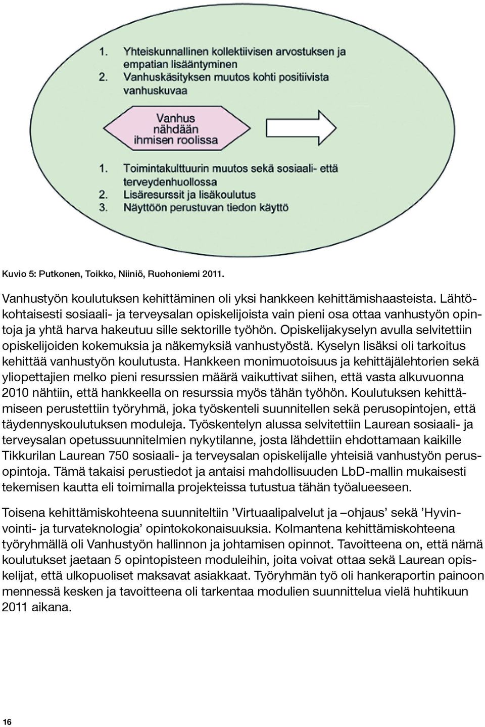 Opiskelijakyselyn avulla selvitettiin opiskelijoiden kokemuksia ja näkemyksiä vanhustyöstä. Kyselyn lisäksi oli tarkoitus kehittää vanhustyön koulutusta.