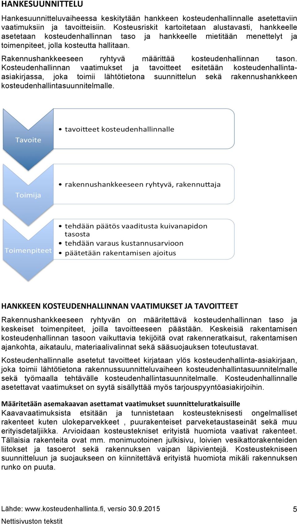 Rakennushankkeeseen ryhtyvä määrittää kosteudenhallinnan tason.