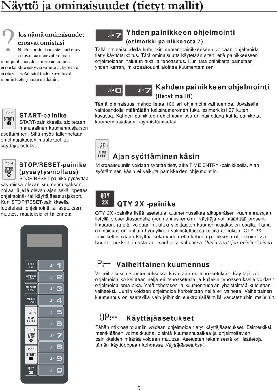 START-painike START-painikkeella aloitetaan manuaalinen kuumennusjakson asettaminen. Sillä myös tallennetaan ohjelmajaksojen muutokset tai käyttäjäasetukset.