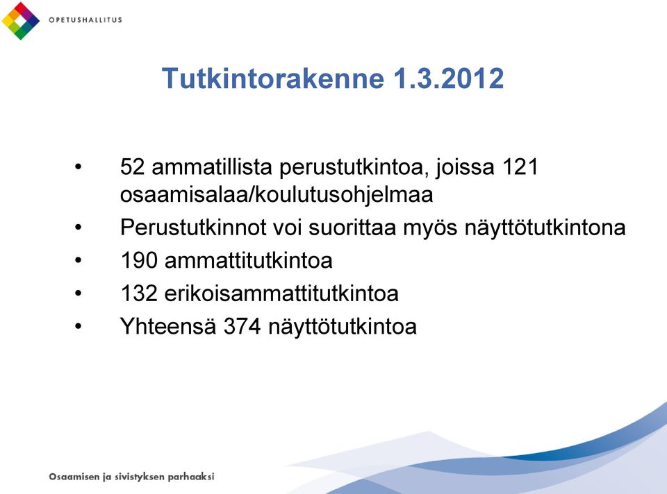 osaamisalaa/koulutusohjelmaa Perustutkinnot voi