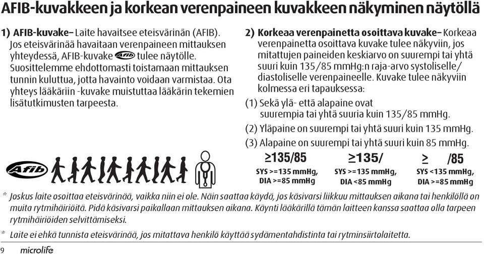 Ota yhteys lääkäriin -kuvake muistuttaa lääkärin tekemien lisätutkimusten tarpeesta.