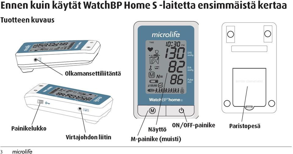 SYS Olkamansettiliitäntä DIA Pulse /min Painikelukko