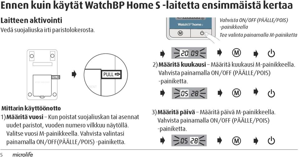 Vahvista painamalla ON/OFF (PÄÄLLE/POIS) -painiketta.