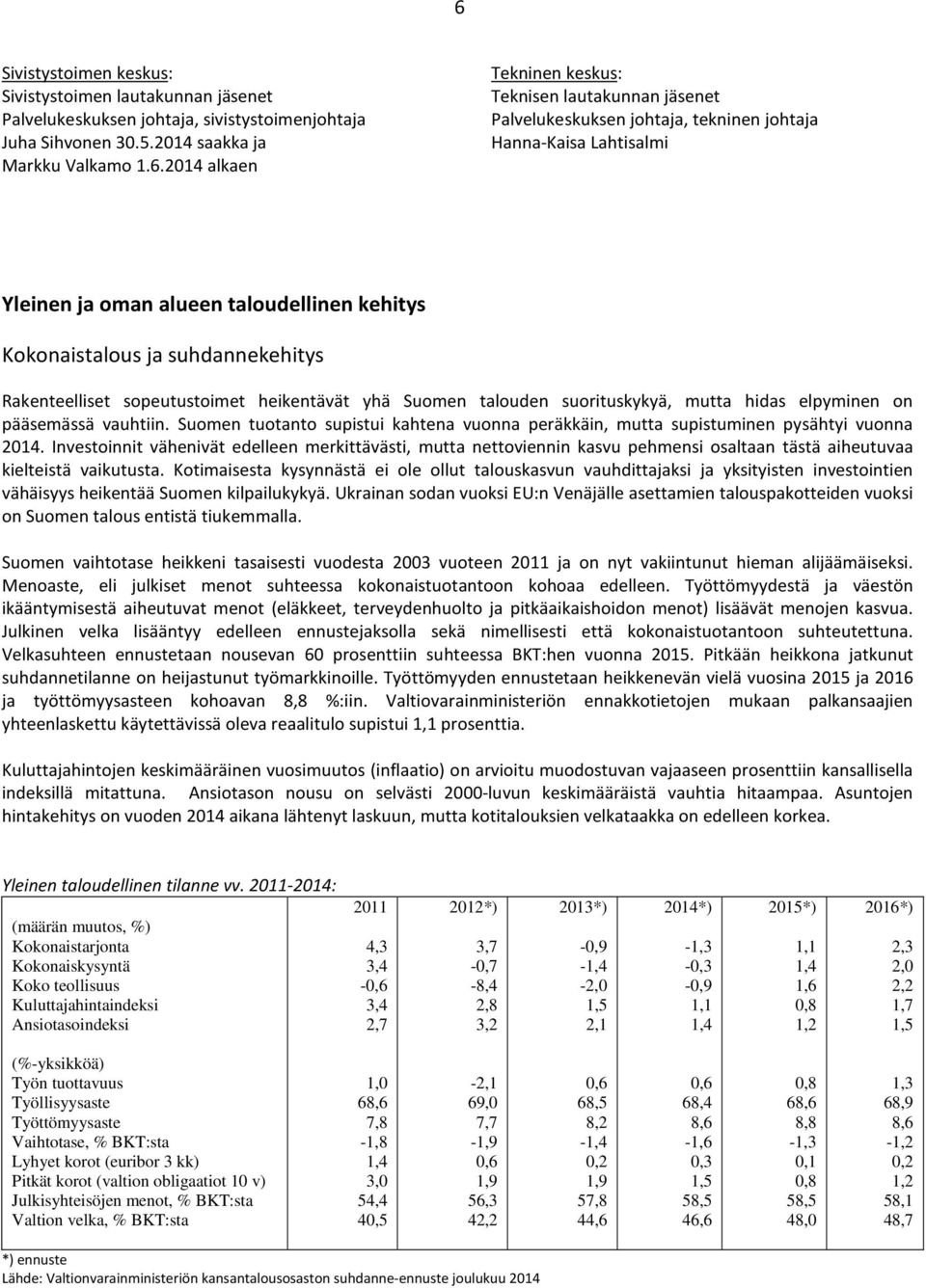 heikentävät yhä Suomen talouden suorituskykyä, mutta hidas elpyminen on pääsemässä vauhtiin. Suomen tuotanto supistui kahtena vuonna peräkkäin, mutta supistuminen pysähtyi vuonna 214.