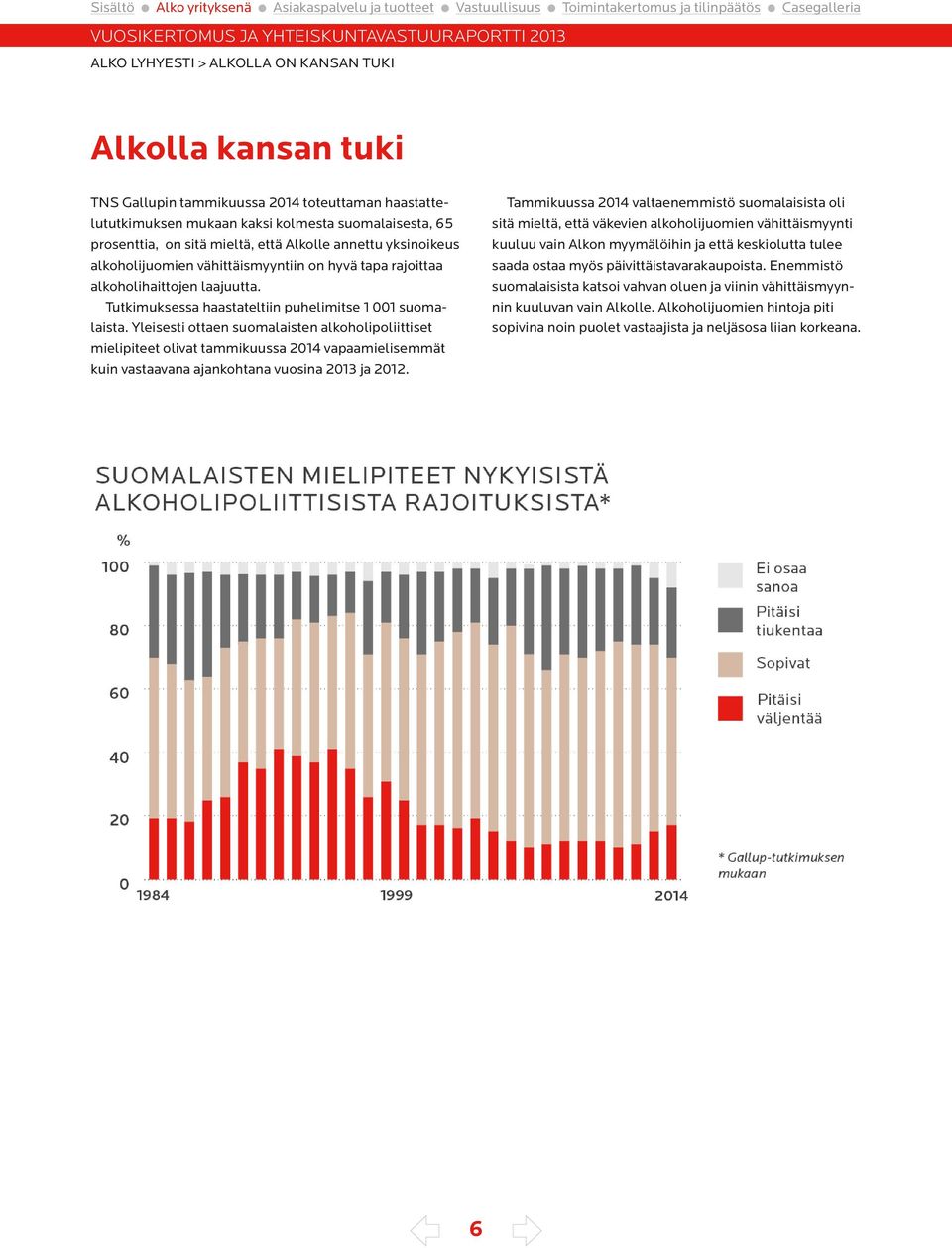 Yleisesti ottaen suomalaisten alkoholipoliittiset mielipiteet olivat tammikuussa 2014 vapaamielisemmät kuin vastaavana ajankohtana vuosina 2013 ja 2012.