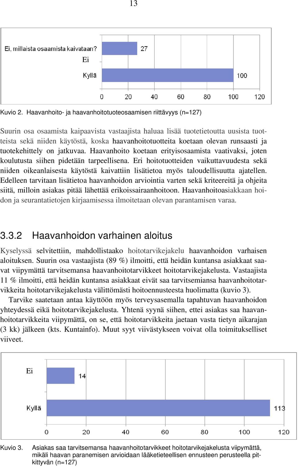 haavanhoitotuotteita koetaan olevan runsaasti ja tuotekehittely on jatkuvaa. Haavanhoito koetaan erityisosaamista vaativaksi, joten koulutusta siihen pidetään tarpeellisena.