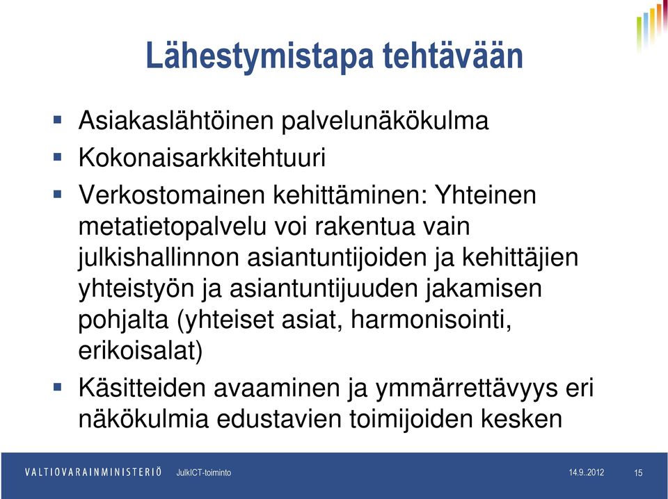 yhteistyön ja asiantuntijuuden jakamisen pohjalta (yhteiset asiat, harmonisointi, erikoisalat) Käsitteiden