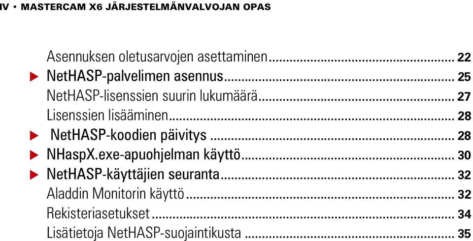 .. 27 Lisenssien lisääminen... 28 NetHASP-koodien päivitys... 28 NHaspX.exe-apuohjelman käyttö.