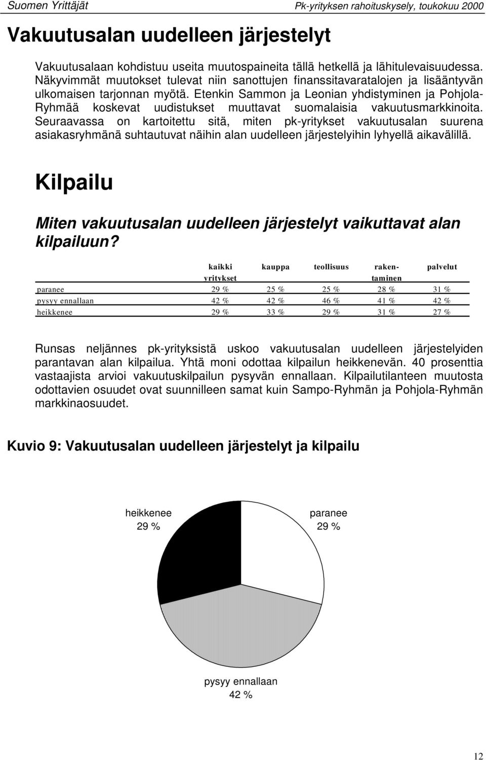 Etenkin Sammon ja Leonian yhdistyminen ja Pohjola- Ryhmää koskevat uudistukset muuttavat suomalaisia vakuutusmarkkinoita.