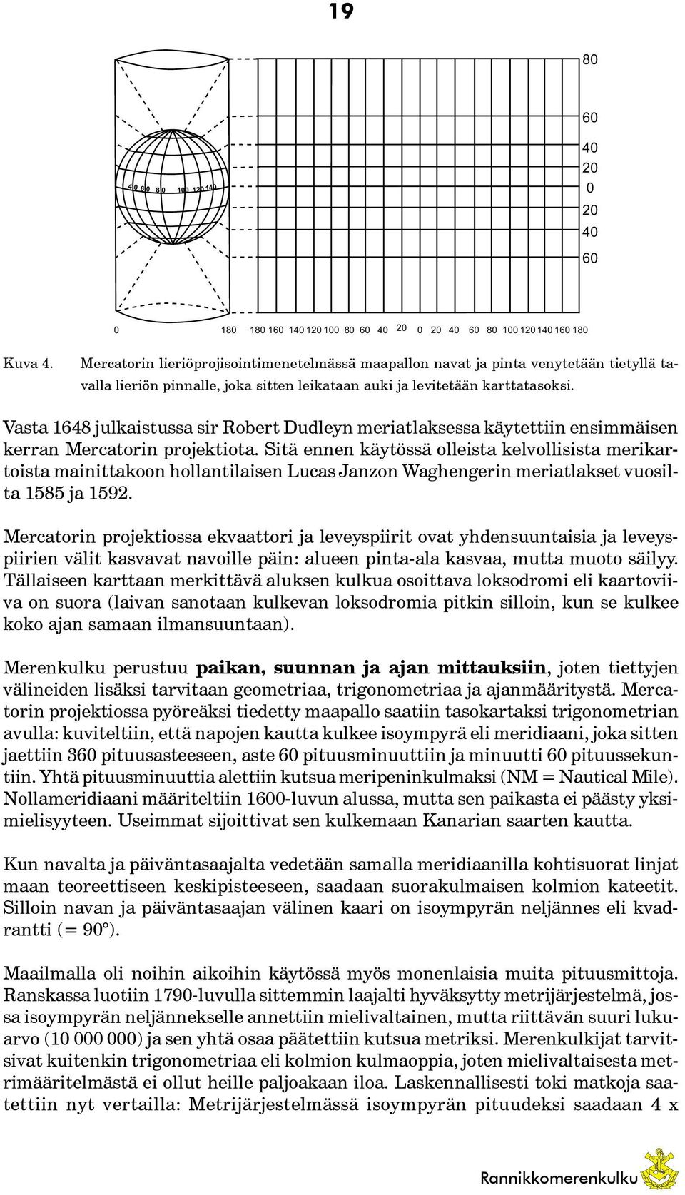 Vasta 1648 julkaistussa sir Robert Dudleyn meriatlaksessa käytettiin ensimmäisen kerran Mercatorin projektiota.