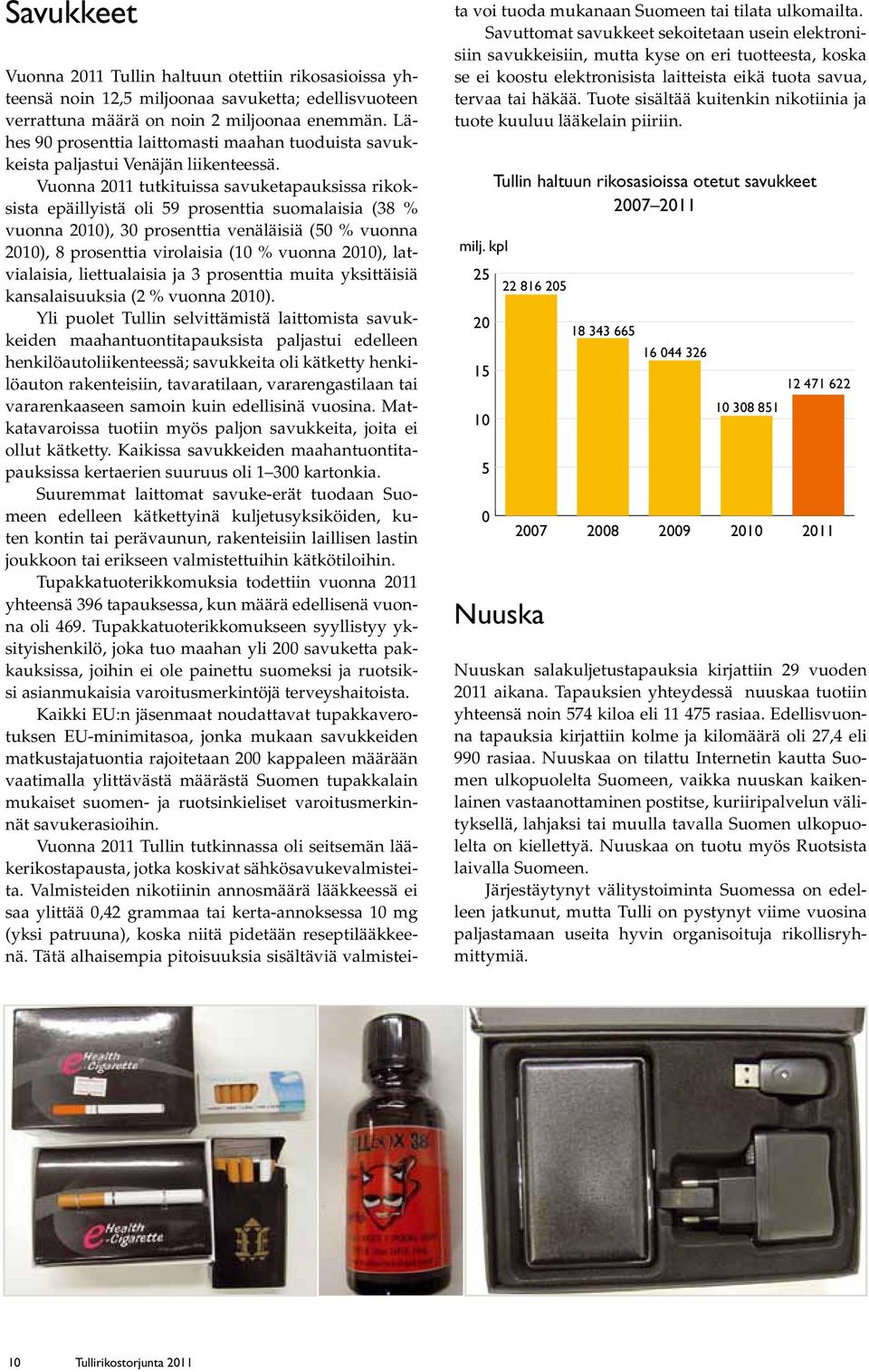 Vuonna 211 tutkituissa savuketapauksissa rikoksista epäillyistä oli 59 prosenttia suomalaisia (38 % vuonna 21), 3 prosenttia venäläisiä (5 % vuonna 21), 8 prosenttia virolaisia (1 % vuonna 21),