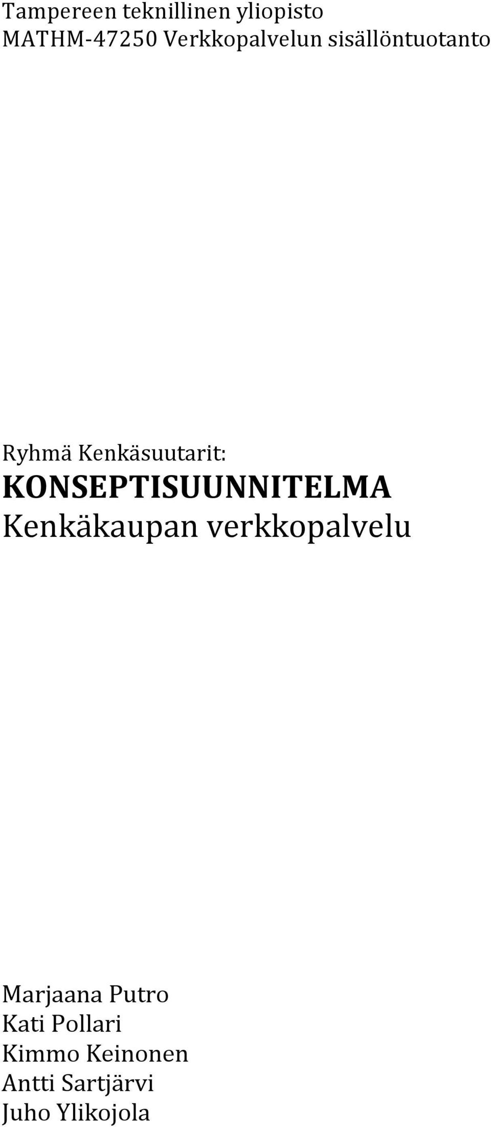 KONSEPTISUUNNITELMA Kenkäkaupan verkkopalvelu Marjaana