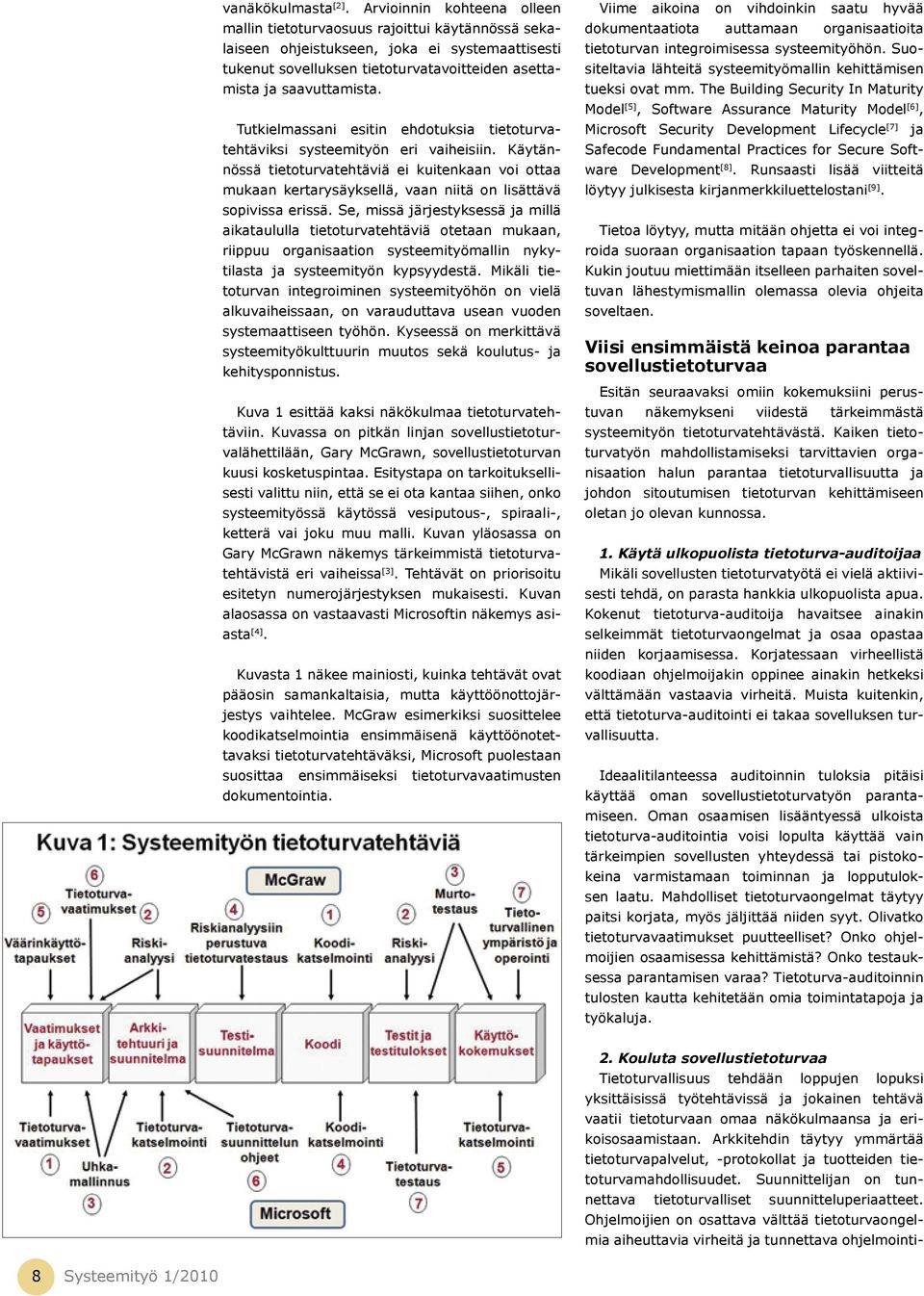 Tutkielmassani esitin ehdotuksia tietoturvatehtäviksi systeemityön eri vaiheisiin.