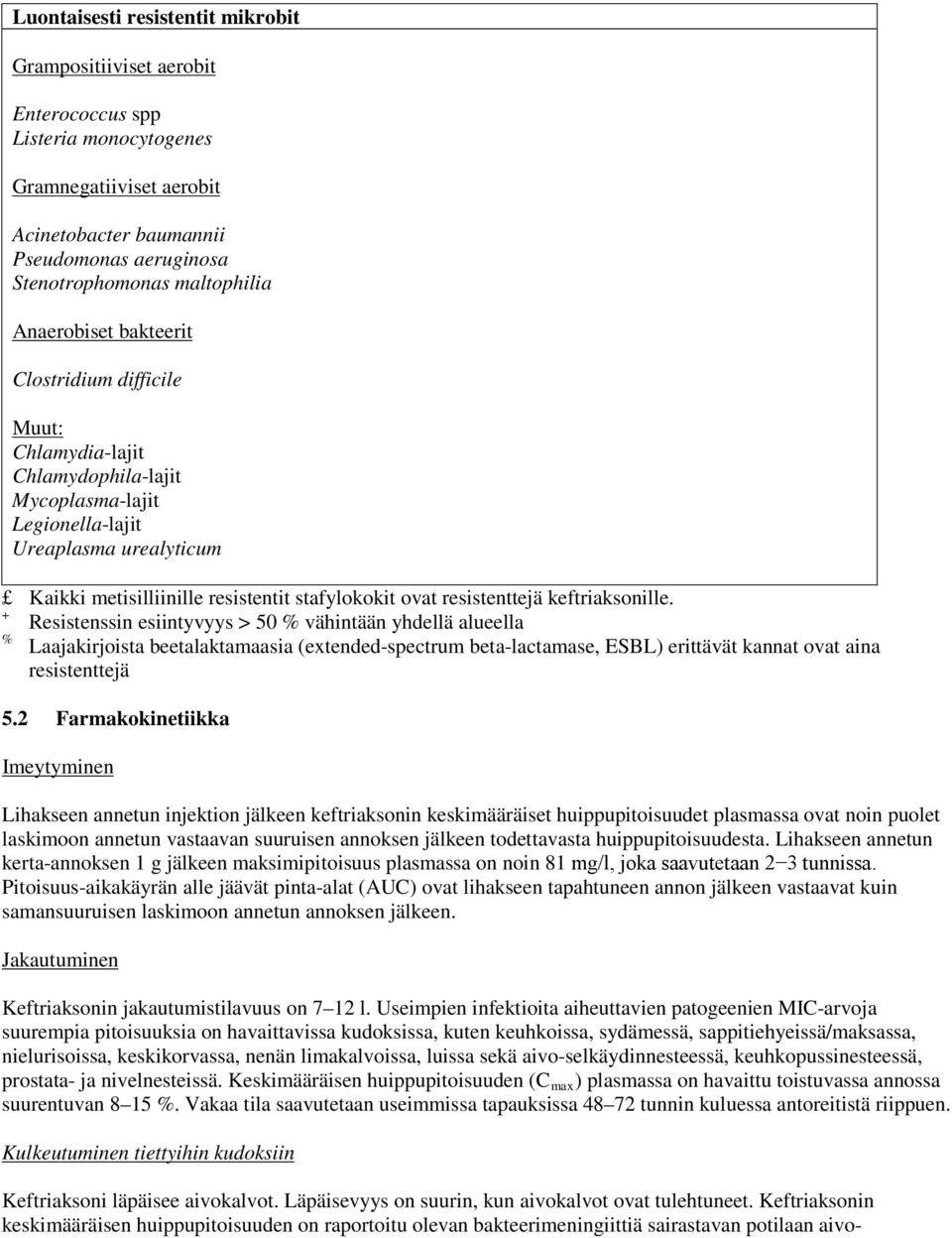 resistenttejä keftriaksonille.