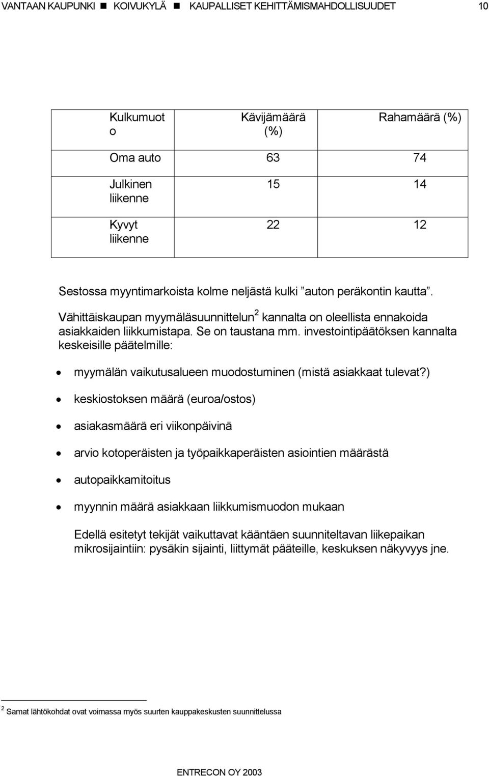 investointipäätöksen kannalta keskeisille päätelmille: myymälän vaikutusalueen muodostuminen (mistä asiakkaat tulevat?