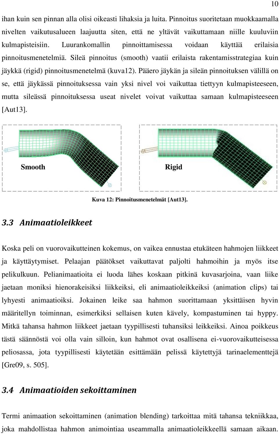 Luurankomallin pinnoittamisessa voidaan käyttää erilaisia pinnoitusmenetelmiä. Sileä pinnoitus (smooth) vaatii erilaista rakentamisstrategiaa kuin jäykkä (rigid) pinnoitusmenetelmä (kuva12).