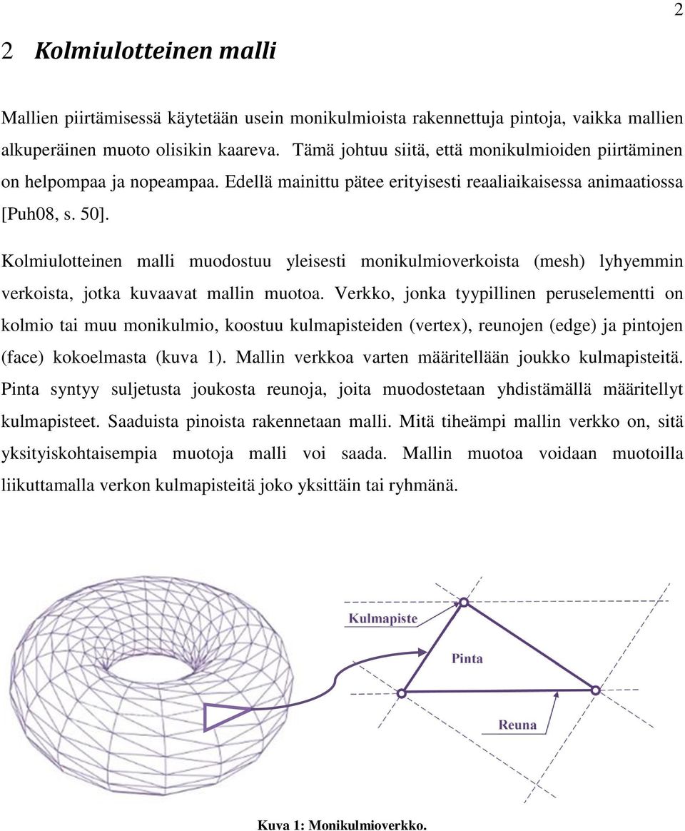 Kolmiulotteinen malli muodostuu yleisesti monikulmioverkoista (mesh) lyhyemmin verkoista, jotka kuvaavat mallin muotoa.