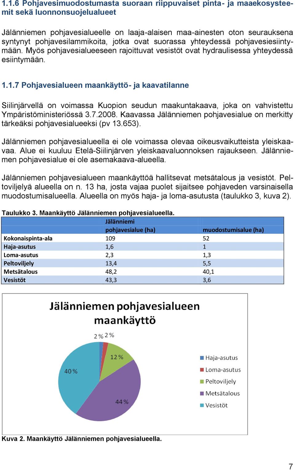 1.7 Pohjavesialueen maankäyttö- ja kaavatilanne Siilinjärvellä on voimassa Kuopion seudun maakuntakaava, joka on vahvistettu Ympäristöministeriössä 3.7.2008.
