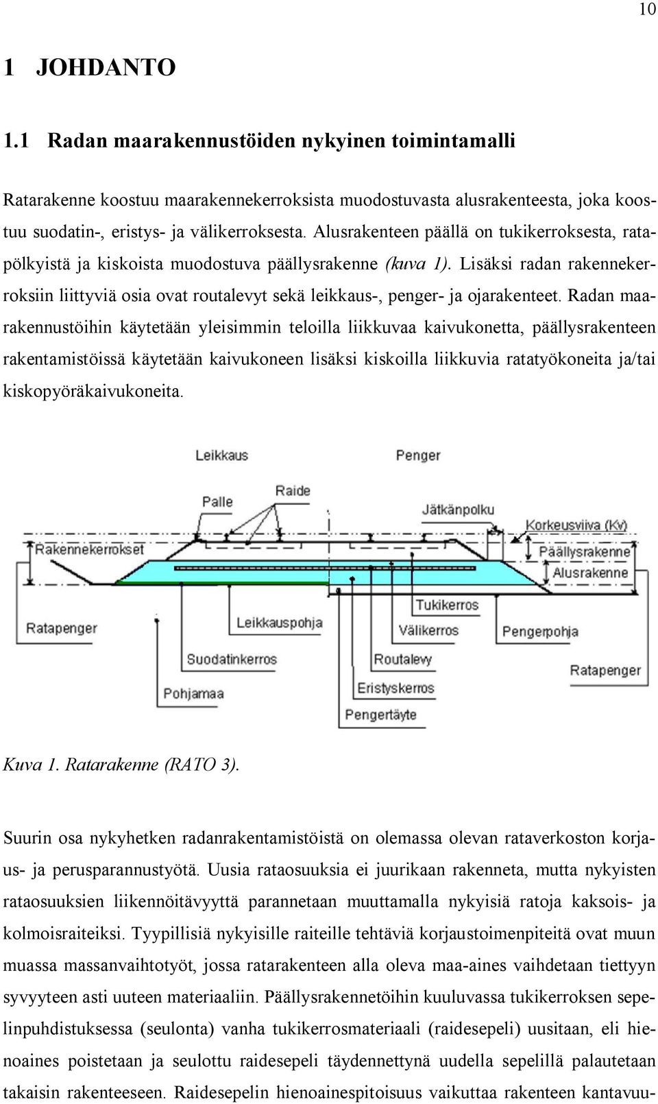 Lisäksi radan rakennekerroksiin liittyviä osia ovat routalevyt sekä leikkaus-, penger- ja ojarakenteet.