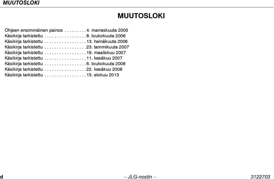 tammikuuta 2007 Käsikirja tarkistettu................. 19. maaliskuu 2007 Käsikirja tarkistettu................. 11.