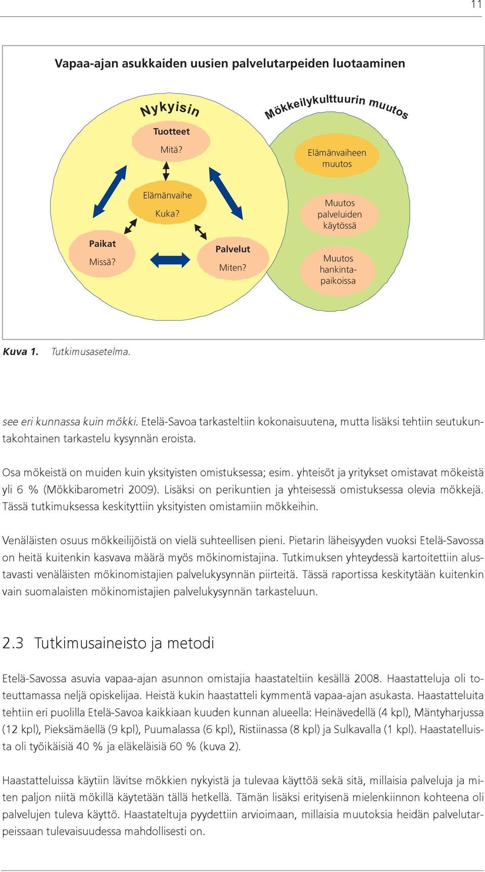 Etelä-Savoa tarkasteltiin kokonaisuutena, mutta lisäksi tehtiin seutukuntakohtainen tarkastelu kysynnän eroista. Osa mökeistä on muiden kuin yksityisten omistuksessa; esim.